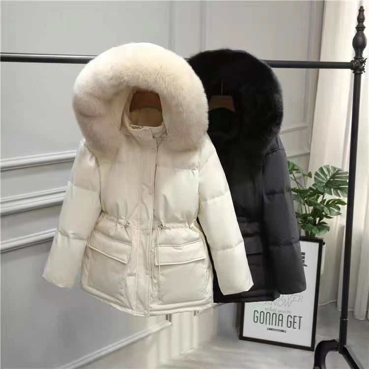 

Women s Down Parkas Slim drawstring thickened hooded fur collar coat 221206, Mibai
