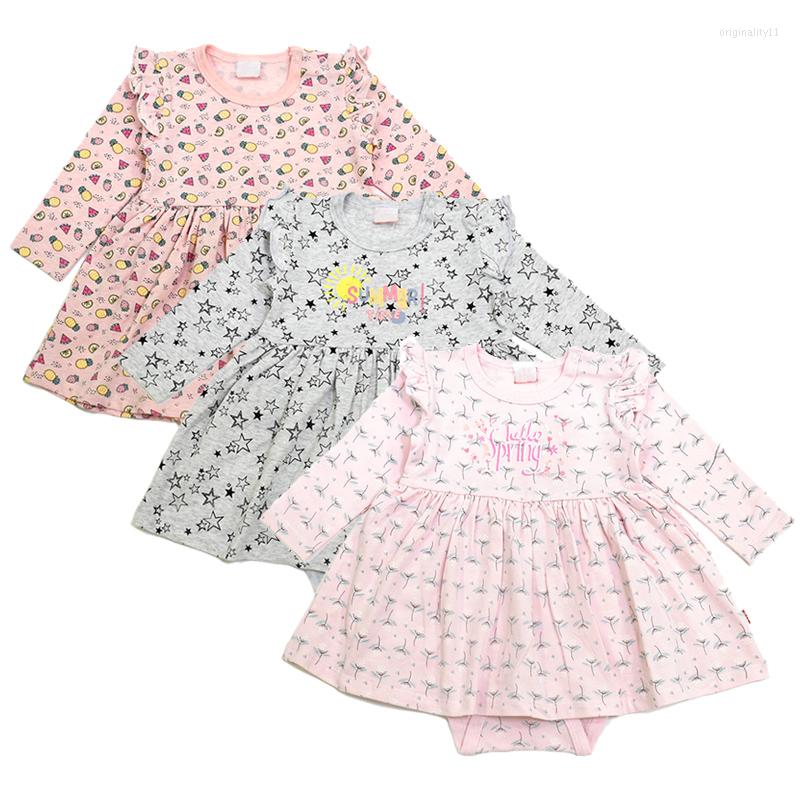 

Girl Dresses 12-24M Baby Girls Dress Autumn Spring Long Sleeve Infant Bodysuits O-neck Infantil Clothes Cute Print Clothing