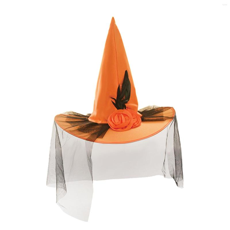 

Berets Fashion Design Unisex Cute Halloween Hat Adult Children Costume Ball Props Rose Gauze Witch Daily Party Accessories, Black