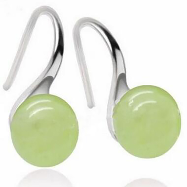 

Fashion Jewelry Natural 10MM Light Green Round Beads Earrings
