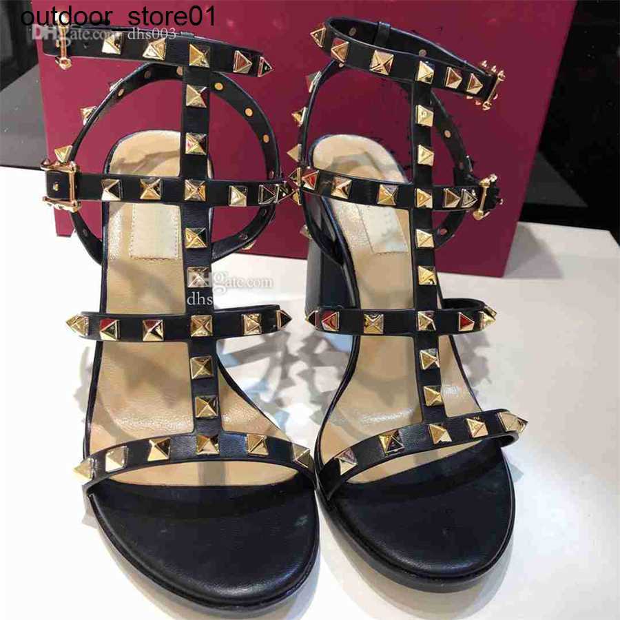 

Dress Shoes Designer Valentinoe''Valentinoity yXz Fashion brand Strap Heel Slides Woman Luxury Leather Shoes, 21-9.5cm