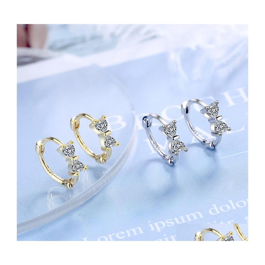 

Hoop Huggie Hoop Hie Small Fresh 925 Sier Earrings Inlaid With Diamonds And Bow Sweet Design For Girls Birthday Gift C3 Drop Deliv Dhc5Q