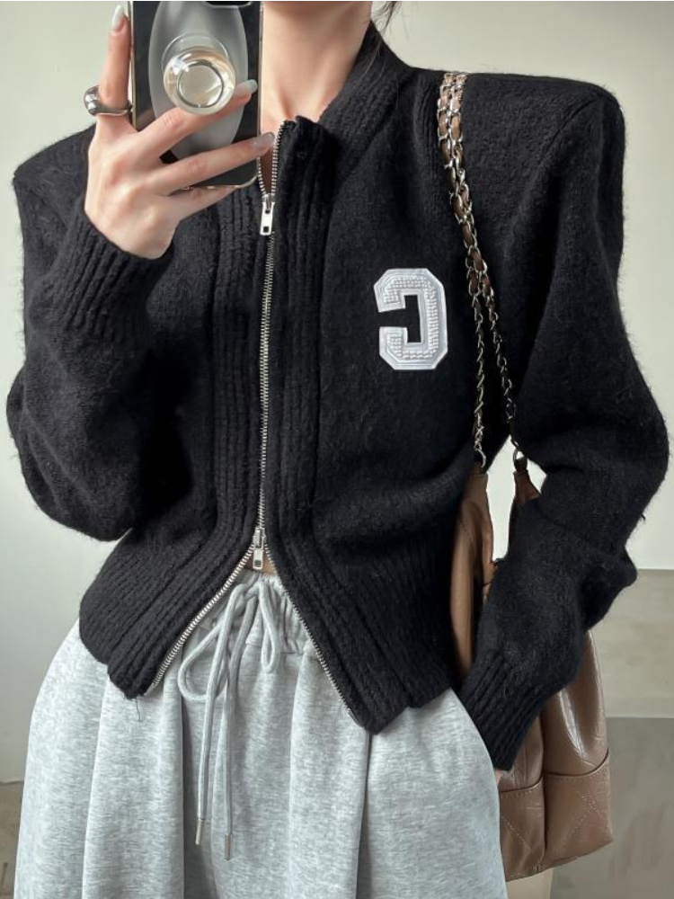 

Women s Knits Tees Deeptown Y2K Korean Fashion Zipper Knitted Cardigan Women Vintage V neck Cropped Sweater Elagant Slim All match Chic Tops Jacket 221206, White