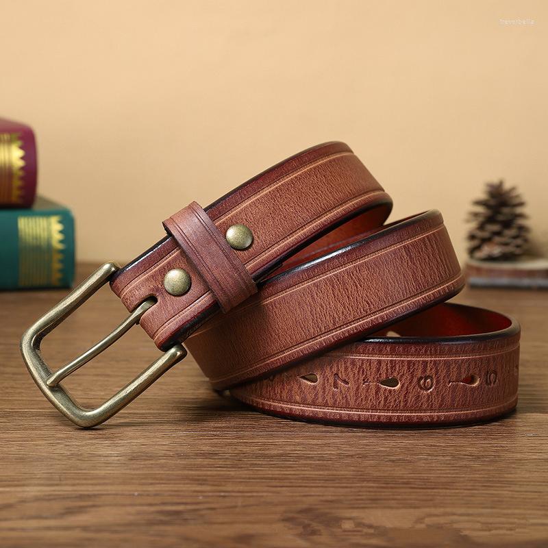 

Belts 3.3cm Width Fashion Trend Retro Pin Buckle For Men/Women Real Cowhide Leather Unisex Belt Casual Femme/Homme G213, Black