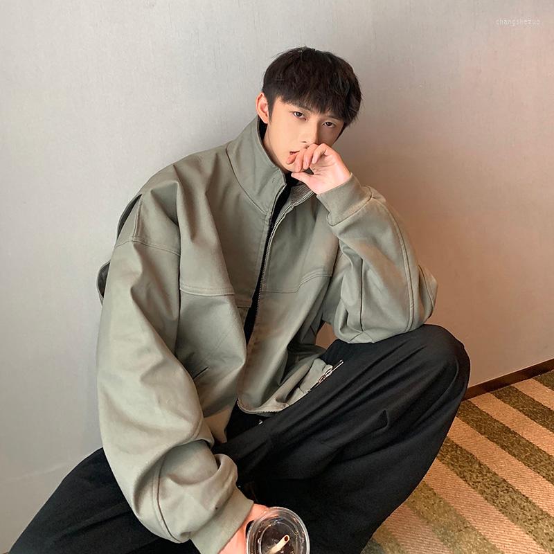 

Men's Jackets Cotton Coat Men's Autumn Loose Fashion Wash Top Trend Ins Casual Pilot Jacket, Black