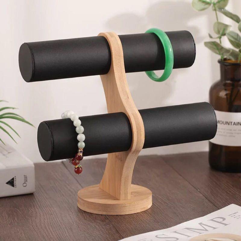 

Jewelry Pouches Watch Storage Bangle Organizer Table Top Wooden Holder Rack 2 Tiers Bracelets Showing Stand Display Tower