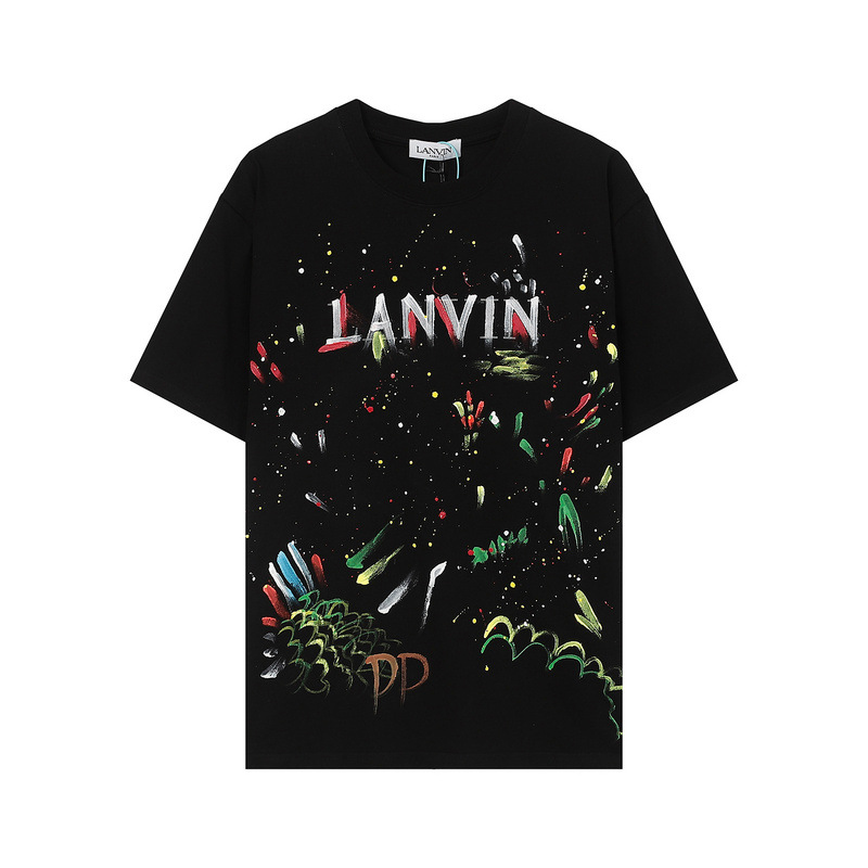 

Lanvin Luxury Designer Mens T Shirt High Street Letter Print Tees Fashion Brand T shirts Summer Tops Size S- 02, Black
