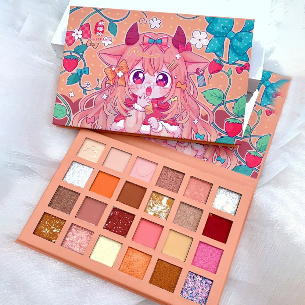 

New 24 Colors Strawberry Girl Eyeshadow Palette Glitter Pearlescent Eyeshadow Waterproof Eye Plate Cute Makeup Female Cosmetics, 12color purple