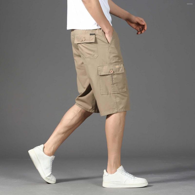 

Men's Shorts Male Fashion Casual Solid Color Multi Pocket Zipper Buckle Outdoor Tooling, Black