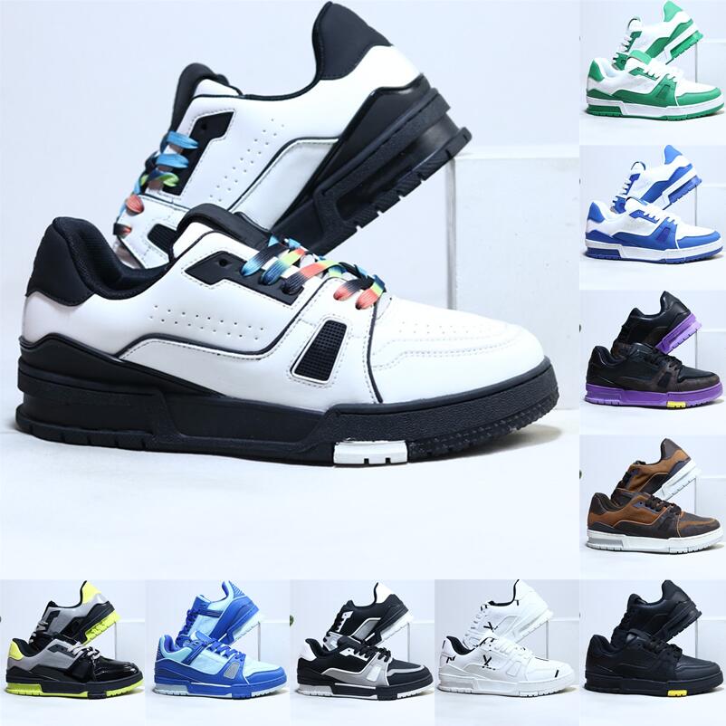 

Desginers Lux Mens Black Low Sports Shoes Embossed Calfskin Tranier Slippery Cowhide Trim Sneaker Comfortable Transparent Bottom, 1-