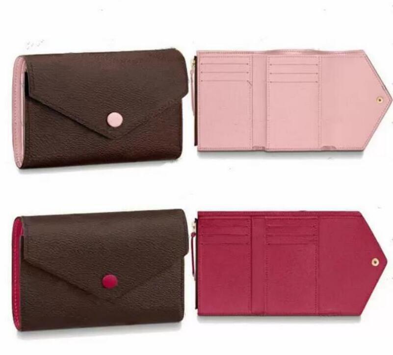 

Womens Designer VICTORINE Wallet Brown Flower Leather Fold Purses brands Short Long Card Holder Passport Lady Folded Purse Ladies Coin Pouch, Red