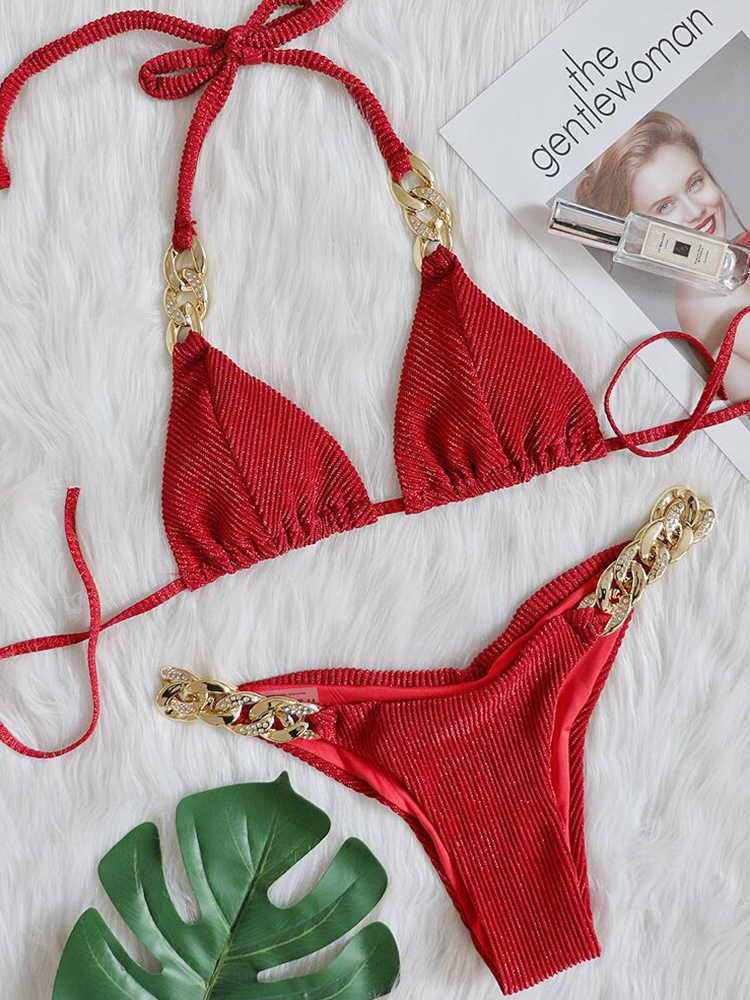 

Bras Sets COOBBU Halter Flower Leopard Bikini Women Swimsuit Push Up Women Swimwear Bling Diamond High Cut Bikini Set Pleated Bathing Suit T221206, Gn1