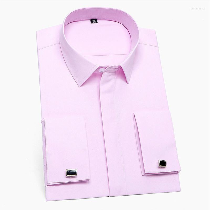 

Men's Dress Shirts Fashion Wedding Formal Luxury Men's French Cuffs Pocket Long-Sleeve Button Slim Fit Tuxedo Shirt Cufflinks, 5-539
