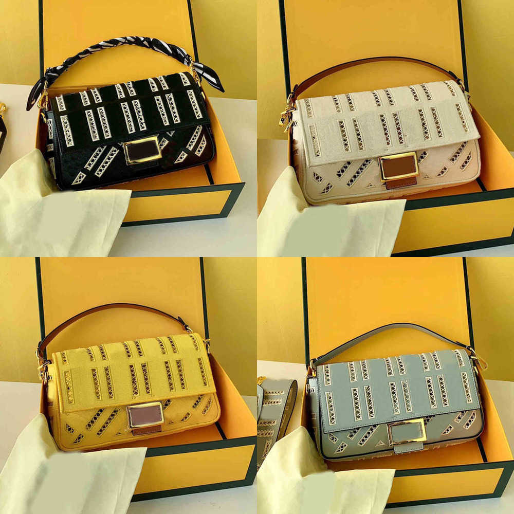 

Wholesale Evening Bags Shoulder Cutout Letter Print Women Baguette Handbag Leather Designer Crossbody Female Purses with Scarf 220412, Blue