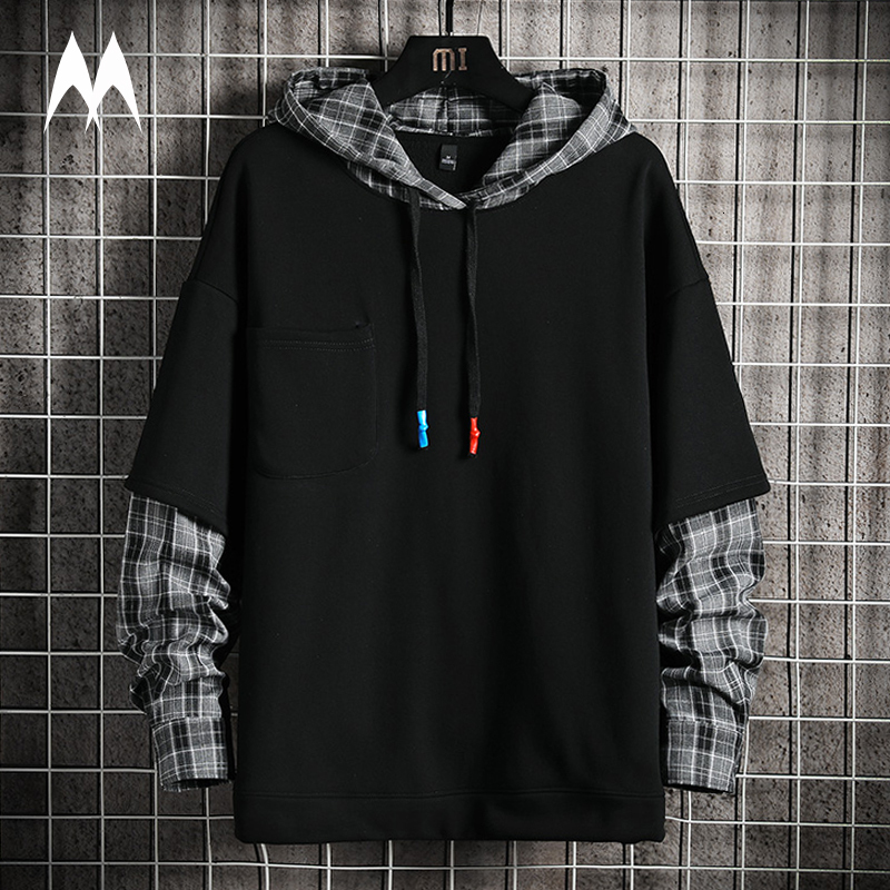 

Mens Jackets Plaid Patchwork Hoodie Men Brand Harajuku Hoodies Men High Street Oversized Hooded Sweatshirts Streetwear Men Clothing 221207, Wa7601grey