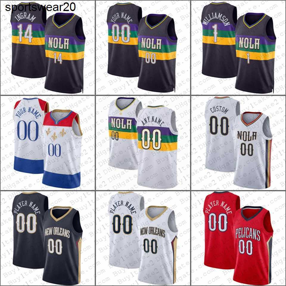 

CJ McCollum Zion Brandon Ingram Williamson Custom Basketball Jerseys Herbert Jones Pelican Jonas Valanciunas Jose Alvarado Trey Murphy III, Mens