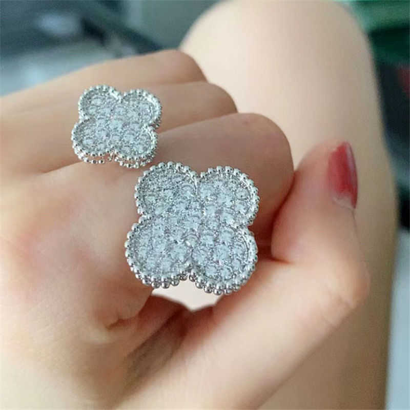 

Designer van clover rings Four leaf clover ring female be adjusted light