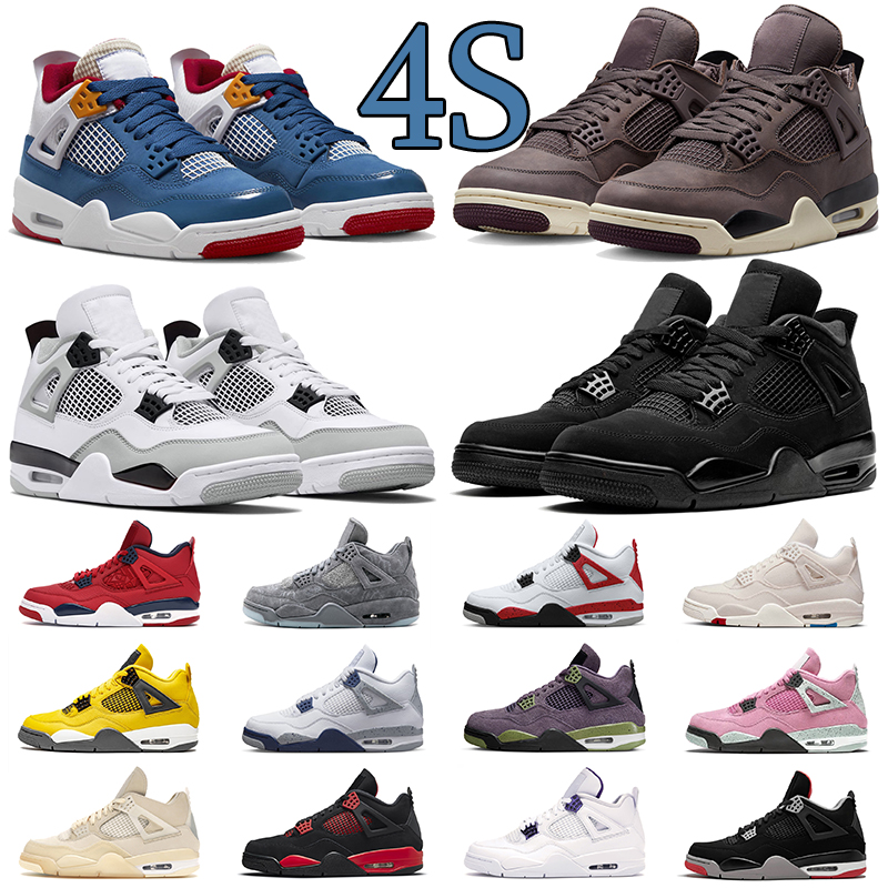 

Black Cat Basketball Shoes Jumpman 4 4s Men Women Sport Sneakers Military Black Red Thunder Infrared Mens Sneaker Trainers, #32 4s 36-47 military blue