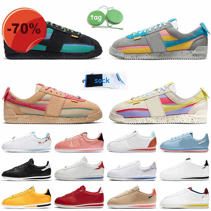 

Union LA x Cortez Jogging Running Shoes Sesame Smoke Grey Lemon Frost Classic Cortez Leather White Black Nylon Forrest Gump Coral StarDust, C26 leather black gold 36-44