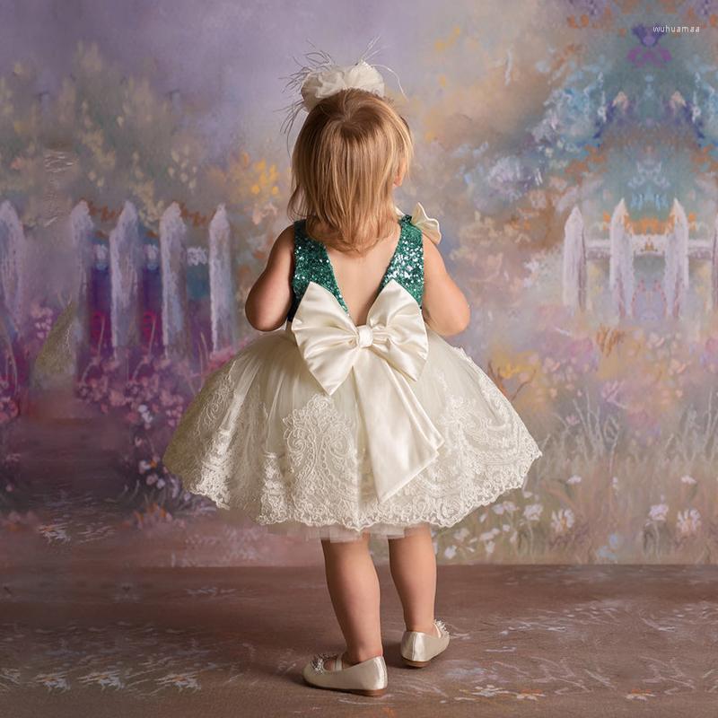 

Girl Dresses Baby 1st Birthday Party For Girls Backless Sequin Elegant Kids Ceremony Formal Prom Gown Born Infant Baptism Vestidos, Pink2