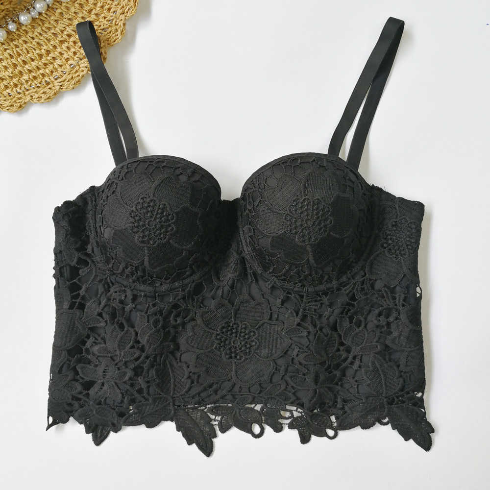 

Lace sling fishbone bra nightclub vest personality design body shaping shirt female, White