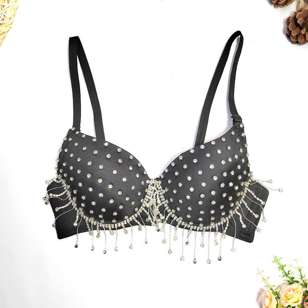 

Nordic diamond beaded bra super short vest shaped underwear with sexy bra, Black