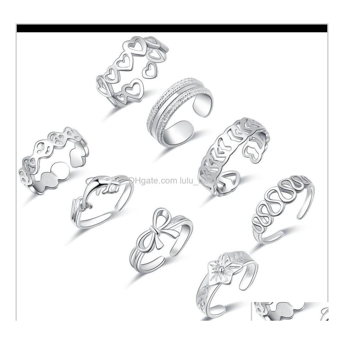

Toe Rings 8Piece Foot Set Small Tail Bow Dolphin Love Shape Hawaiian Jewelry Gqelq Toe Rings Uervf Drop Delivery Body Otbdr