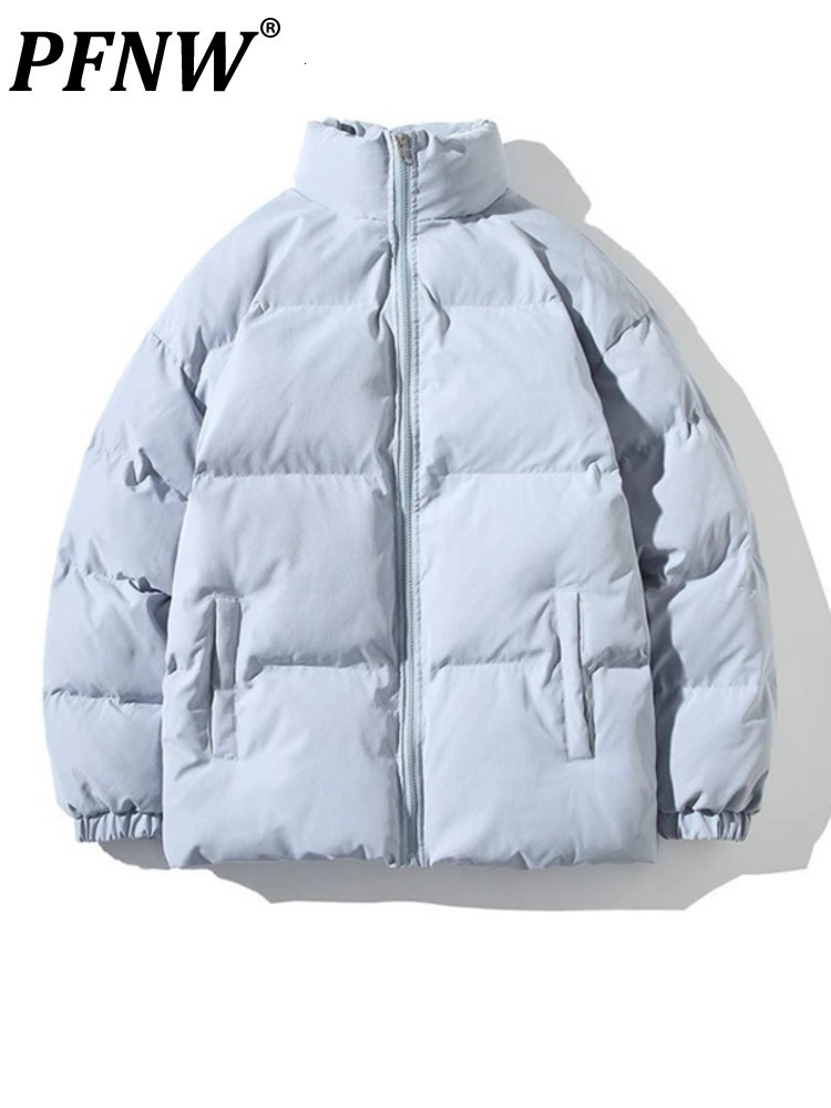 

Mens Down Parkas PFNW Jacket Winter Casual Parka Coat Cotton Padded Clothes Solid Color Short Stand Collar Zipper Male Tops 9A5563 221207, Light gray
