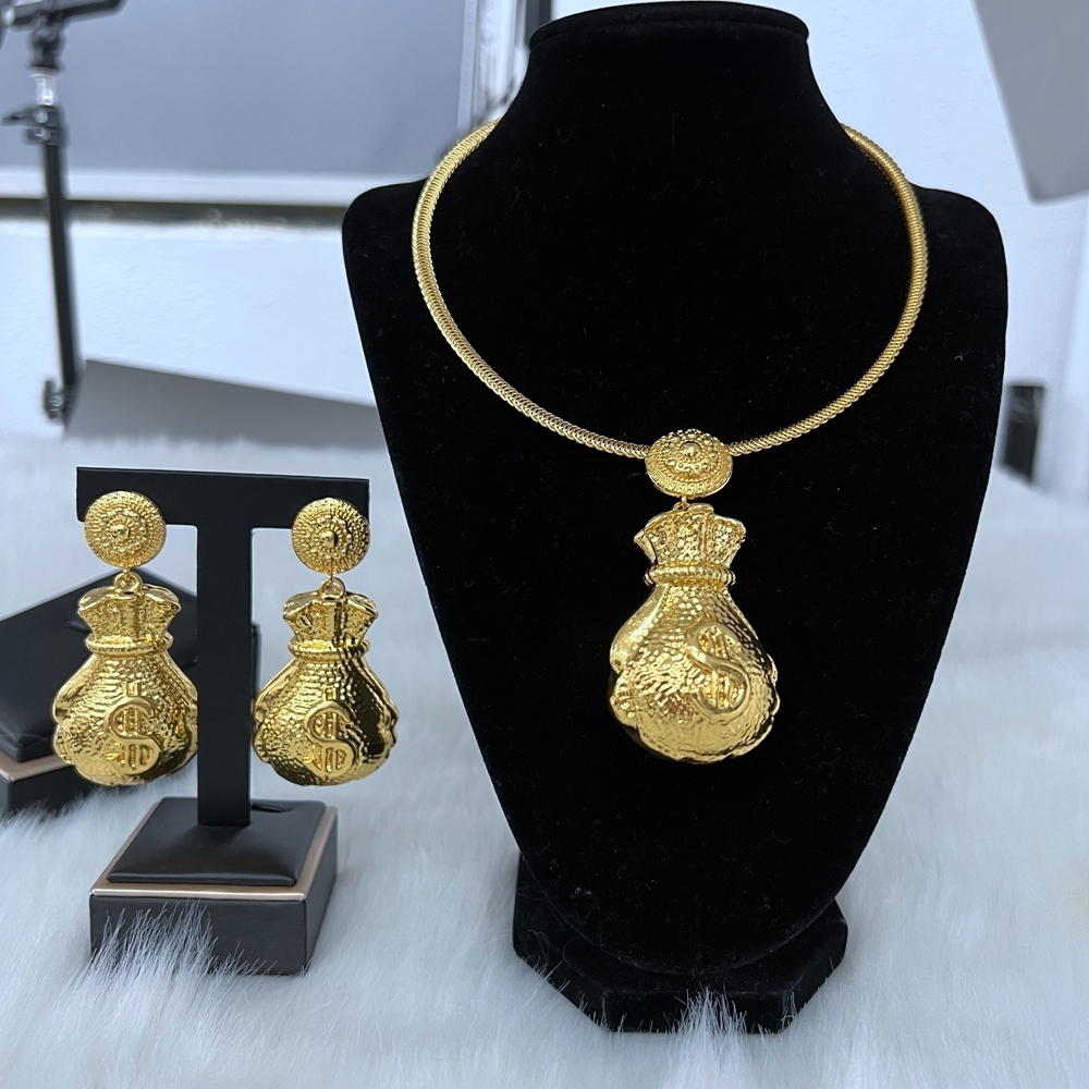 

Wedding Jewelry Sets Women Necklace Gold Plated 3 Pcs Earring Aesthetic 221207