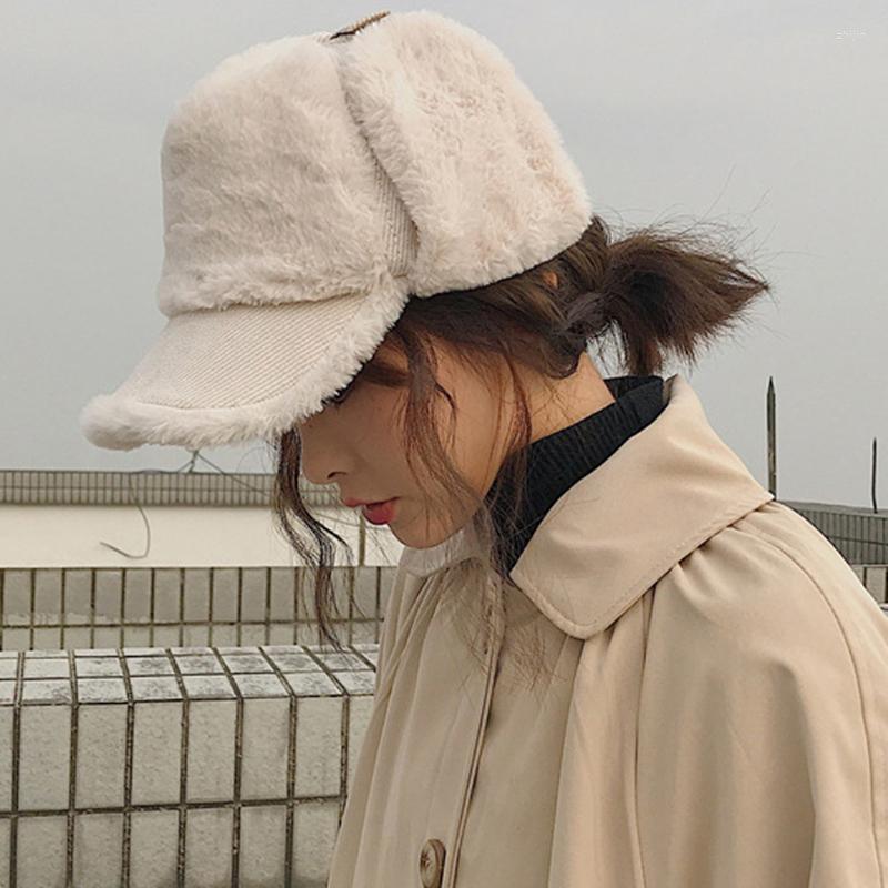 

Berets Men Women Winter Hat Thick Warm Trapper Earflap Cap Soft Fleece Male Female Bomber Unisex Snow Ski Russian, Black