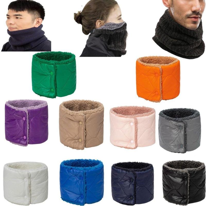 

Bandanas Men Women Winter Warm Scarf Snap Fastener Thermal Neck Warmer Snood Cowl Tube Fleece Thickening Windproof Cover
