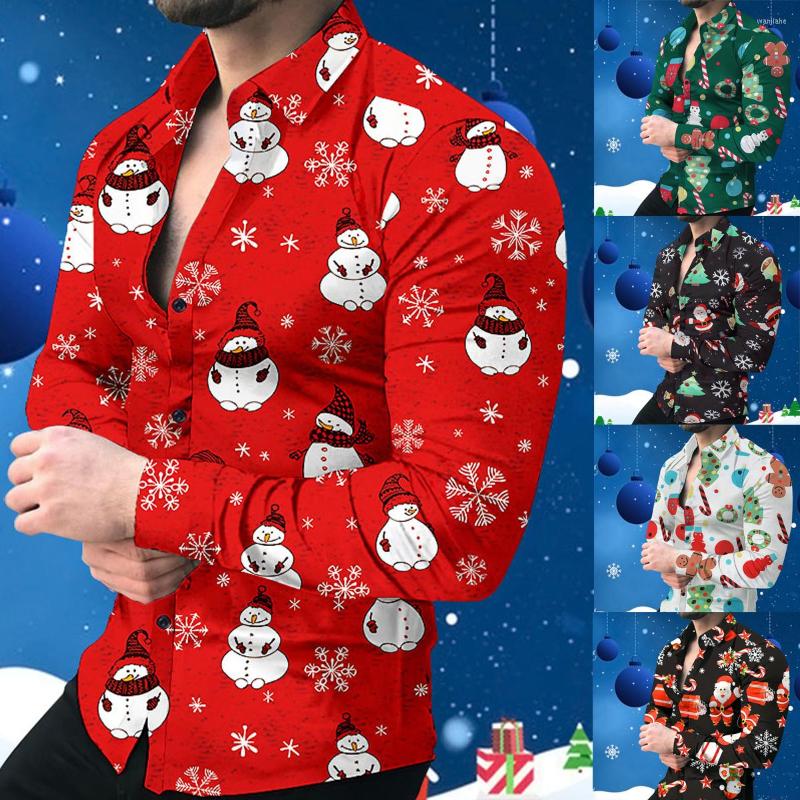 

Men's Casual Shirts 2022 Christmas 3D Printed Xmas Long Sleeve Blouse Holiday Party Tops Oversized Tee Shirt For Men Clothing, Cx-17 navy
