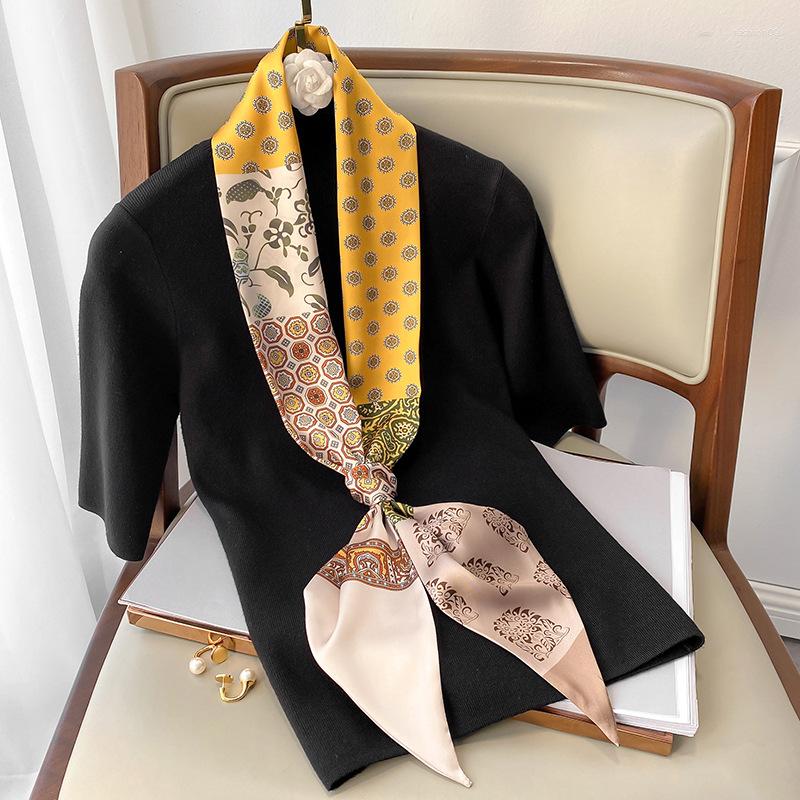 

Scarves 2022 Silk Scarf Women Neckerchief Skinny Handle Bag Ribbon Hairband Female Tie Wraps For Ladies