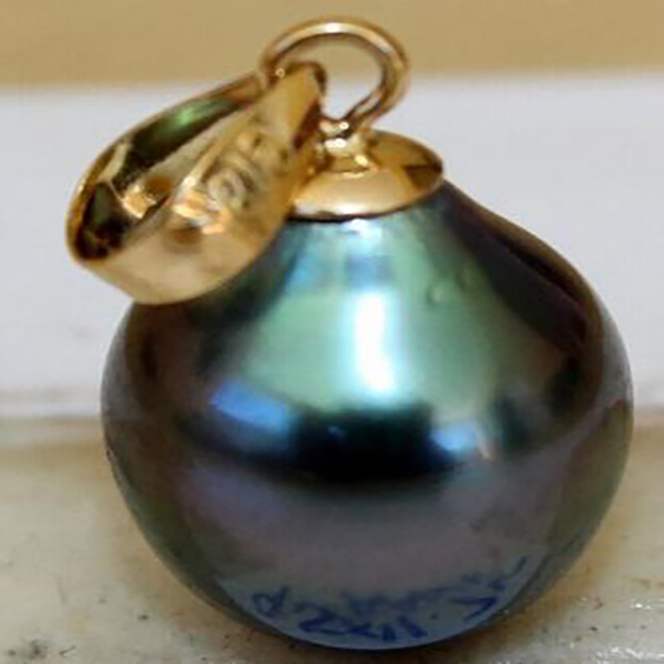

Fashion Jewelry genuine 10x12mm tahitian peacock green pearl pendant Necklace