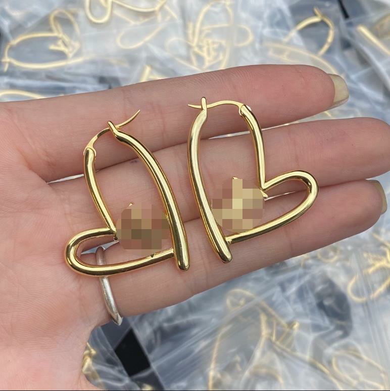 

New designed women Silver Dangle Earring HOOP L Letter LOVE Brass 18K Gold plating ladies Huggie Earrings Designer Jewelry LE-7