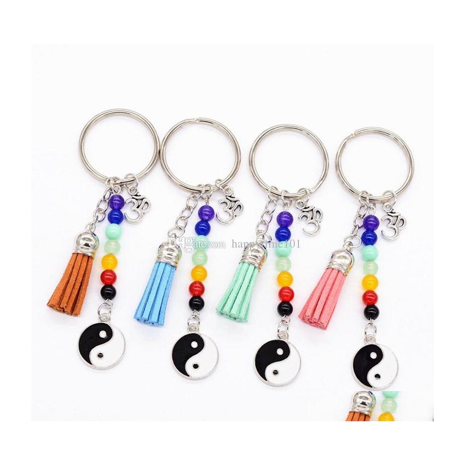 

Keychains Lanyards Yoga Yinyang 7 Chakra Bead Keychain Key Rings Inspired Fashion Jewelry For Women Gift Drop Delivery Accessories Dhdeh