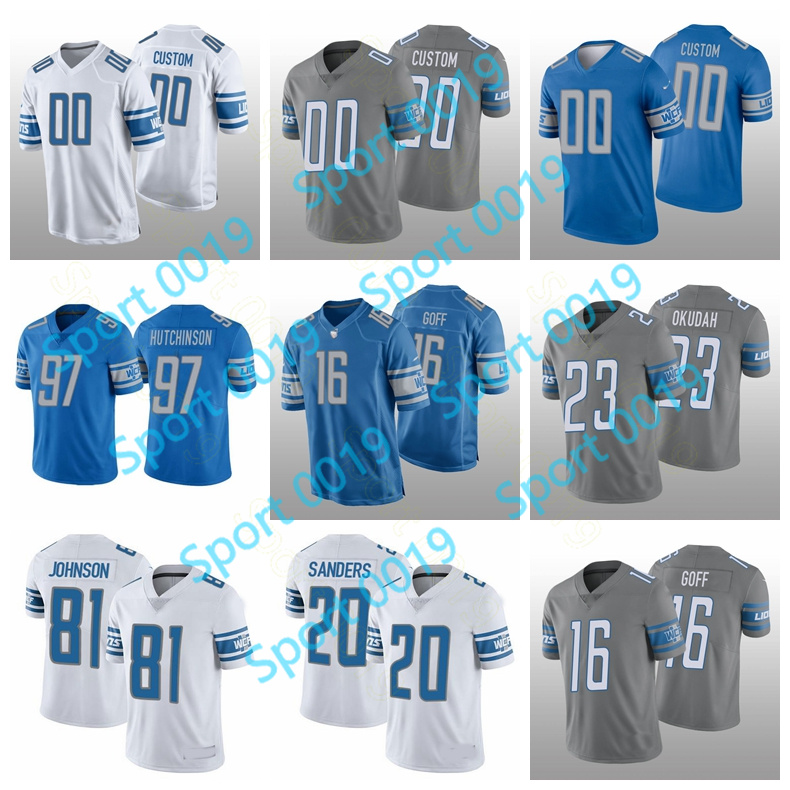 

Custom Football Jerseys Detroit''Lions''men 16 Jared Goff 88 T.J. Hockenson 20 Barry Sanders 97 Aidan Hutchinson women youth 1207, Nik