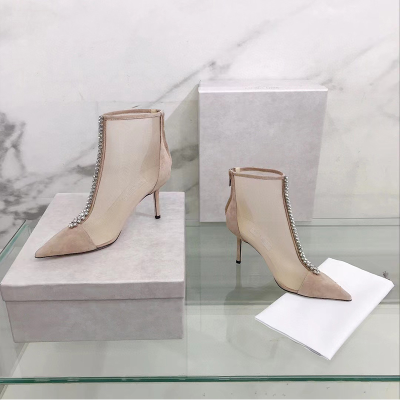 

9A Quality Sexy Pointed-toe Pumps Woman Boots Luxury Outdoor Shoes High Heels New Season Booty Style For Delicate Women Ankle Boot Short Booties 35-41 8.5cm, More option to contact