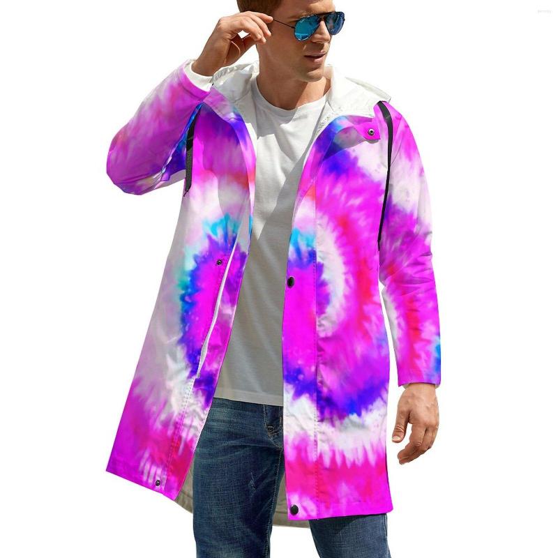 

Men' Trench Coats Tie Dye Autumn Casual Jackets Rainbow Hippy Print Trendy With Pockets Man Pattern Outdoor Windbreakers Gift, Style-10
