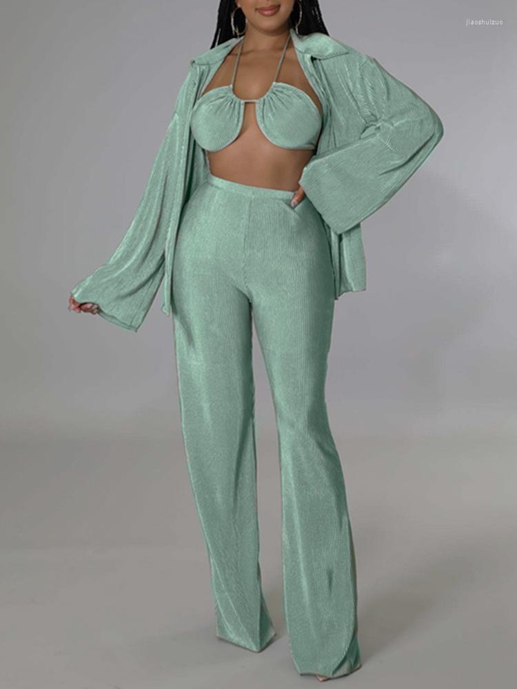 

Women' Two Piece Pants Women Sets Clothes Outfit Streetwear Set Long Sleeve Wide Leg Elegant Tracksuit Three Sweatsuit Fitness Outfits, Beige