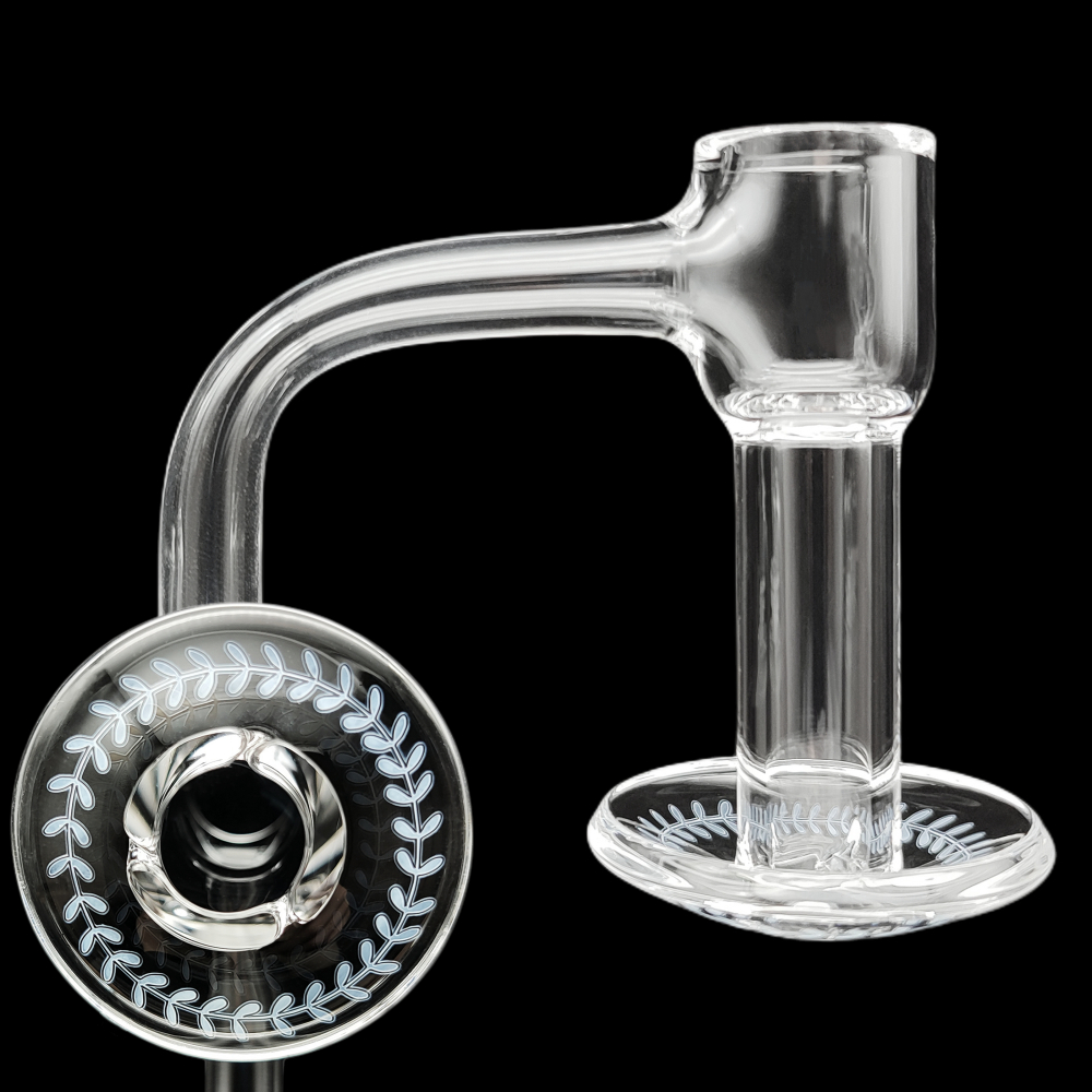 

Leaf Engraved Terp Slurper Full Weld Quartz Banger 10mm 14mm 90 Degrees Male Beveled Edge Seamless Etched Terp Slurp Dab Nails Custom YAREONE Wholesale