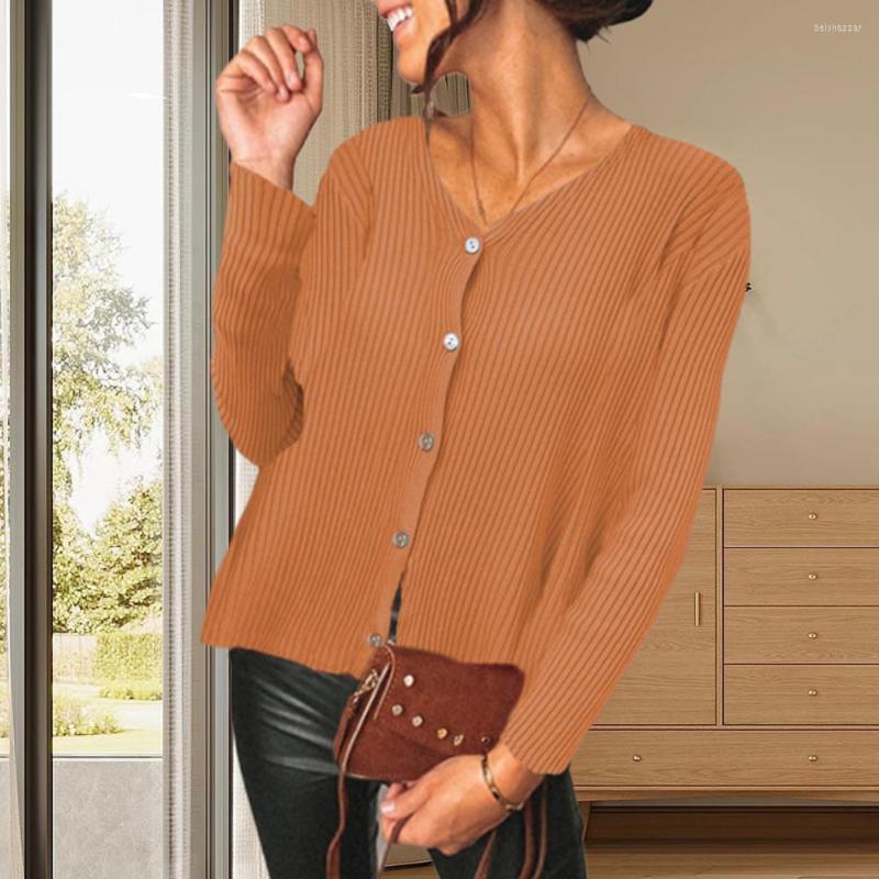 

Women' Knits Warm Cold Resistant Autumn Winter Solid Color Buttons Placket Knitted Coat Streetwear, Black