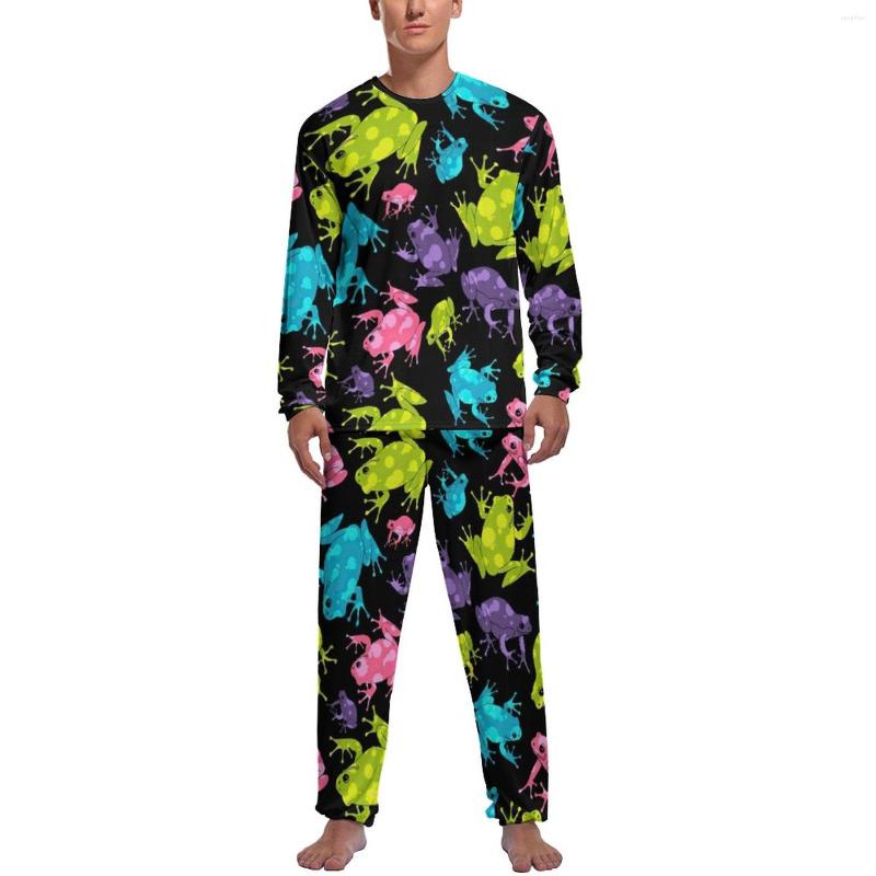 

Men's Sleepwear Splash Frog Pajamas Multicolor Animal Print Men Long Sleeve Kawaii Pajama Sets Bedroom Daily Printed Nightwear Birthday Gift, Style-5