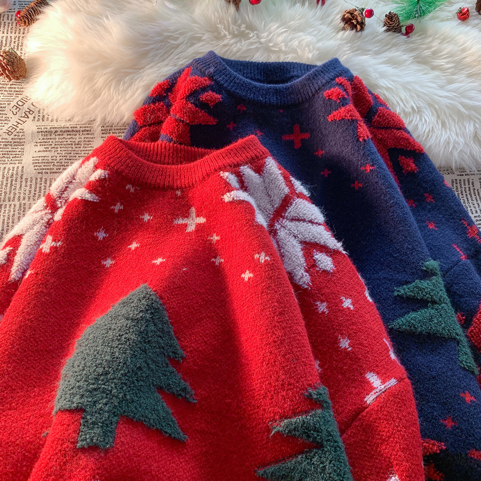 

Women s Sweaters Privathinker Loose Round Neck Sweater Christmas Tree Cute Knitted Pullovers Fashion Winter Unisex Jumper Female Clothing 221206, Red