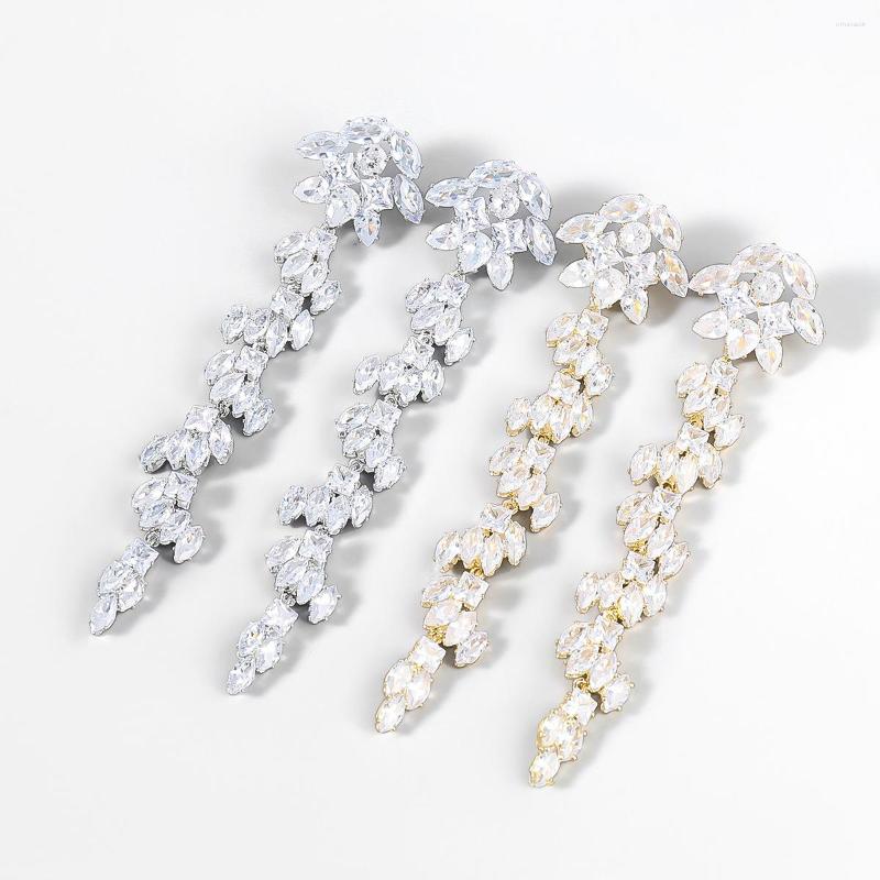

Dangle Earrings Luxury Crystal Long Pendant Exquisite Romantic Women Wedding Jewelry High Quality Statement Party HT389