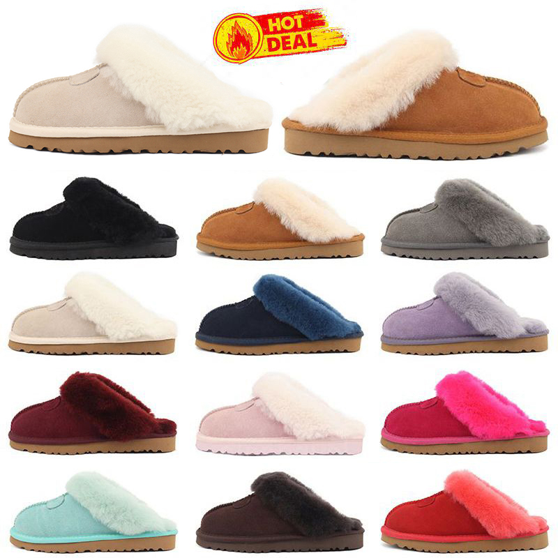 

designer fur slippers womens slides sandals women winter snow shoes classic mini ankle black chestnut pink australia sandal sneakers warm trainers, As picture