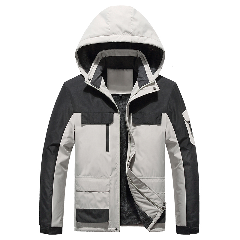 

Men's Down Parkas s Waterproof Hooded Jacket Thickened Warm Windproof 9XL Oversized Winter Fleece 221207, Beige 8858