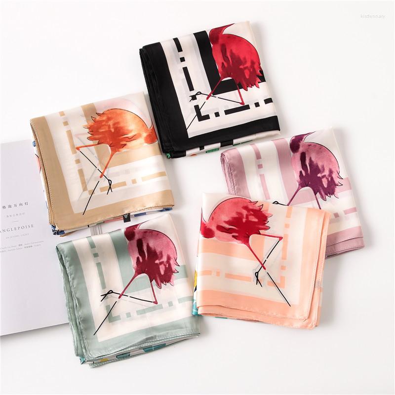 

Scarves KOI LEAPING Summer Decoration Woman Fashion Flamingo Pattern Printing Small Square Scarf Headscarf
