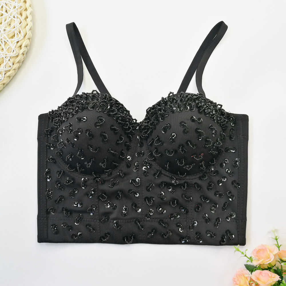 

Shiny sequins beads suspenders body shaping tops hoops dancers' bras Halloween costumes, White