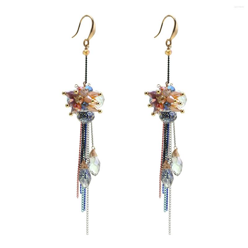 

Dangle Earrings Gold Tassels Long Chains Drop Bohemian Style Crystal Beaded Statement For Women Girls Bijoux 3311